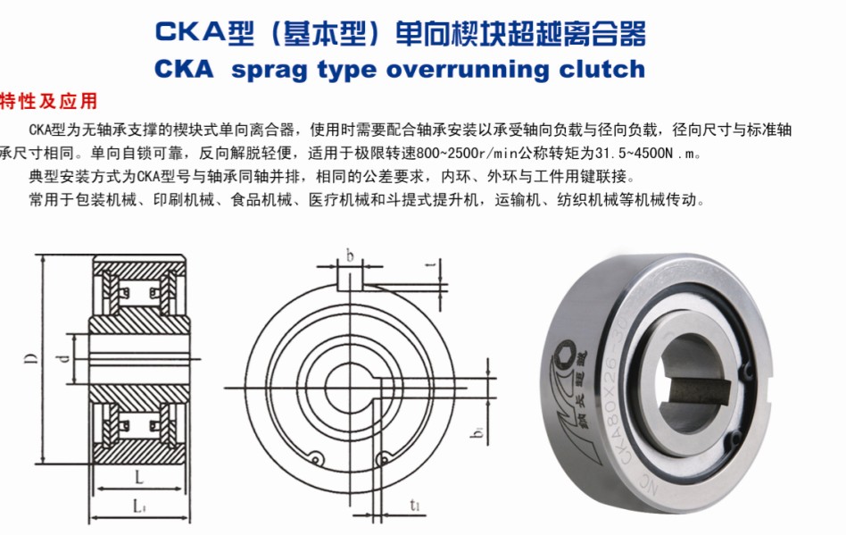 cka型楔塊式超越離合器包裝食品印刷醫(yī)療紡織機(jī)械單向軸承超越離合器